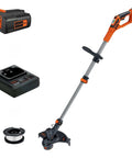 40V Max Cordless String Trimmer and Edger with Telescoping Pole, battery, charger, and spool for lawn care.