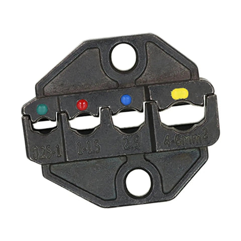 Heavy Duty Replacement Jaws For Crimping Pliers High Carbon Steel Interchangeable Die for electrical terminals, with color-coded measurement markings.