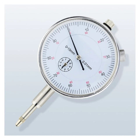 Magnetic Dial Indicator With Stand Base For Precision Machining 0.01mm Reading 10mm Range And Concentricity Check Stainless Steel Probe Durable Gauge Tool For Workshop QC And Accurate Measurements, dial close-up