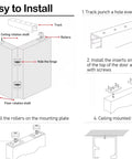 Installation guide for heavy duty bifold closet door hardware kit fits 48 to 96 inch tracks with aluminum components.
