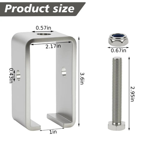 12 Pack Heavy Duty Channel Trolley Track Hanger Bracket For Unistrut Strut Channel Intermediate Support Hardware Kit With Bolts And Nuts For Electric Systems Hoists Easy Install Mounting, dimensions showing size and design.
