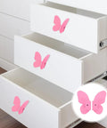 Butterfly Pink Cabinet Handles For Drawers And Cabinets, Vintage Style Furniture Hardware, Dresser Pulls Set installed on white drawers