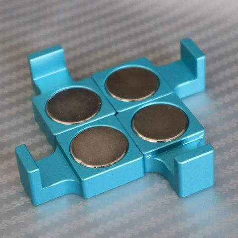 Four Pack Upgraded Beefy Magnetic Parallel Keepers in blue aluminum for Vise Jaws and CNC Milling Machinist Tools