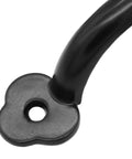 Close-up of black metal handle from 12 Pack Rustic Barn Door Handles Set 4 Inch Length Hole To Hole 3.2 Inches for cabinet or gate use.