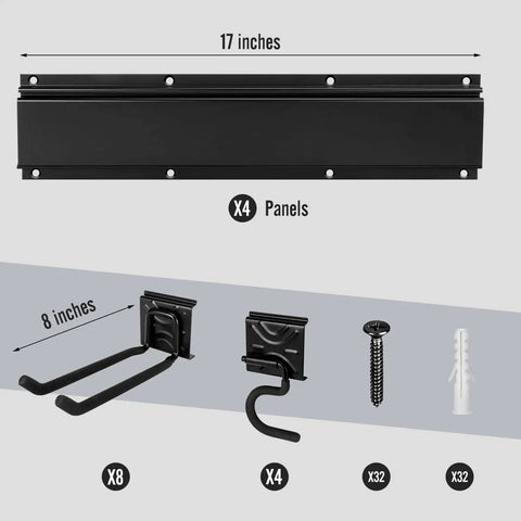 Modular Heavy Duty Steel Garage Tool Storage Rack For Wall Mounting 150 Lb Capacity Weather Resistant Powder Coated Organizer components