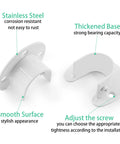 Heavy Duty Stainless Steel Closet Rod End Supports with thickened base, smooth surface for adjustable tightness installation.