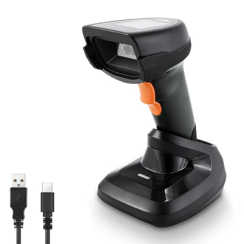 2D Wireless Barcode Scanner With 1.8 Inch Display, Rechargeable Handheld Reader, Plug And Play, Built In Base With 2.4G Dongle