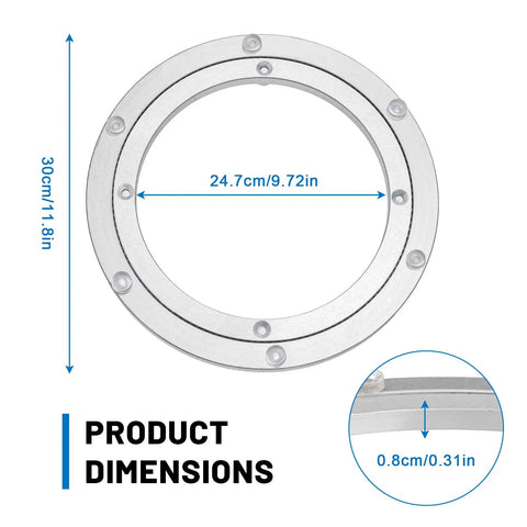 Heavy Duty 11.8 Inch Lazy Susan Hardware Turntable Bearing Aluminum Alloy Swivel Base dimensions and thickness