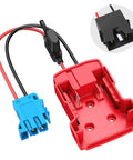18V Battery Conversion Adapter for Electric Toy Cars with red and blue connectors, includes 12AWG wiring and three 40A fuses.