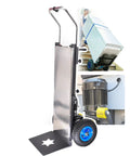 Awesome Electric Stair Climber Sack Truck With 400kg Heavy Load Capacity And Telescoping Handle displayed with motor and wheels.