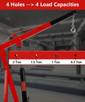 2 Ton Cherry Picker Engine Hoist Heavy Duty Folding Hydraulic Crane With 6 Casters showing four load capacities