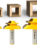 Lock Miter Router Bit Set For Fast Clean 90 Degree Joints With Interlocking Profile 3 Bit Kit 45 Degree Cut Half Inch Shank