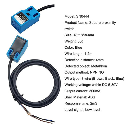 Inductive Proximity Sensor SN04 N NPN NO 4mm Sensing Distance 5 30V DC 300mA Output With SN Bracket Blue 2 Pack