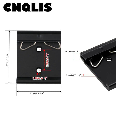 1.65 Inch Din Rail Mount Clip Snap In Universal Bracket For 35mm Din Rails Aluminum Alloy Relay Clip Heavy Duty Black Mounting Clip