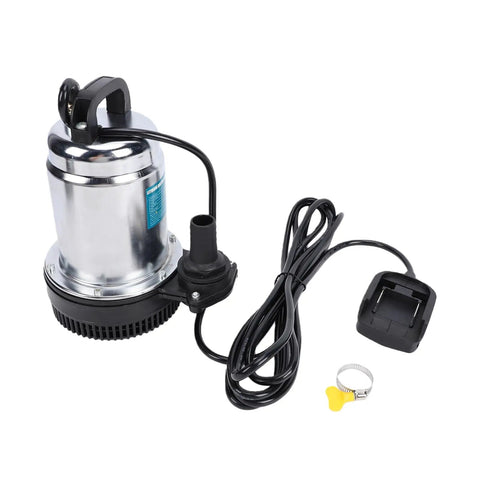 Cordless Submersible Water Transfer Pump 1003 GPH High Flow Power Zero Cord Nonsense for draining pools, featuring removable batteries.
