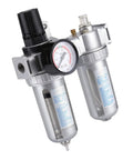 Air Pressure Filter Regulator Lubricator With Gauge Three Eighths Inch Aluminum FRL Unit for Pneumatic Tools and Compressors