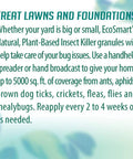 Text image emphasizing EcoSmart’s natural insect killer effectiveness for lawns using granules, hand spreader, and instructions.