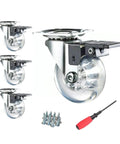 Clear Swivel Caster Wheels Set Of 4 With Brakes For Furniture 3 Inch Heavy Duty Castors 800 Lb Load Capacity Easy Roll Mobility