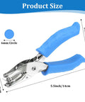 6mm circle punch from 12 Piece Handheld One Quarter Inch Hole Punch Set With Grip Handles for crafters, blue handle, size details