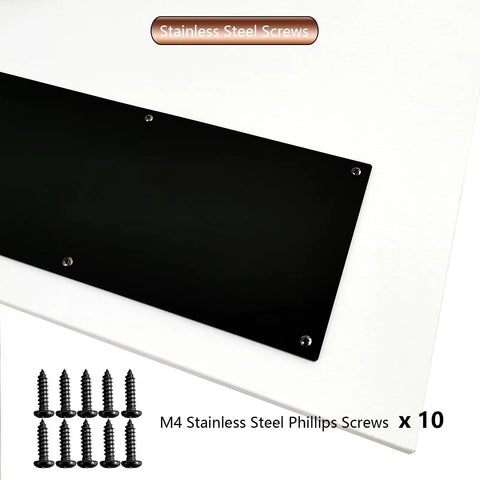 Protective Acrylic Door Kick Plate 30 Inch Long 8 Inch High Black Shield For 32 Inch Front Doors with screws shown
