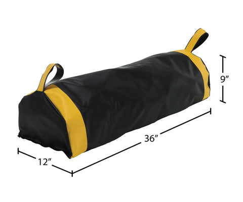 Hardcore Heavy Duty Vinyl Dock Seal Draft Blocker 36 Inch Wide Black with yellow handle for easy carrying and winter insulation.