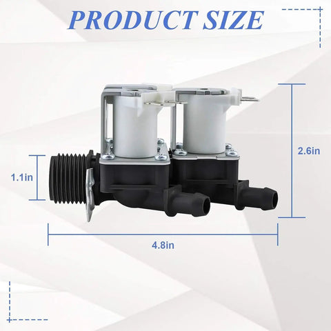 Front Load Washing Machine Water Inlet Valve Replacement With Triple Solenoid 5221ER1003A 5220FR2075L For LG And Kenmore Includes Filter Screen Easy Install Durable Top Notch Valve, 4.8in x 2.6in