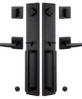 Beefy Heavy Duty Keyed And Dummy Handleset For Dual Door Entry In Pewter Finish With Keyed Alike Left And Right Handed Levers Built To Last