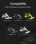 Front Wheel Assembly For Segway Ninebot GoKart Kit Pro And Pro2 Compatible Gokart Front Wheel Replacement Set 2 Pack With Durable Rubber Treads Enhanced Traction And Simple Refitting For All Gokart Models, showing compatibility with Ninebot GoKart models.