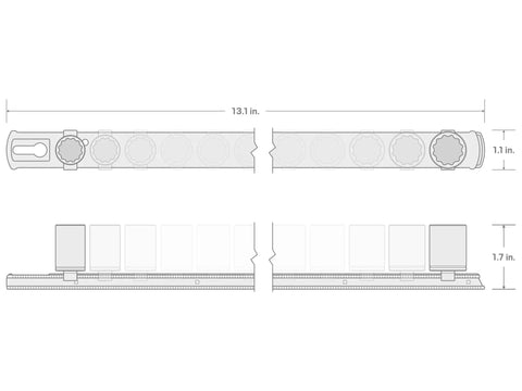 Diagram of Three Eighth Inch Drive 12 Point Impact Socket Set Thirty Four Piece With Rails dimensions.