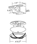 Diagram of Decorative Chrome Bathroom Exhaust Fan With Lighting 90 CFM 2.5 Sones HVI Certified ETL Listed exploded view.