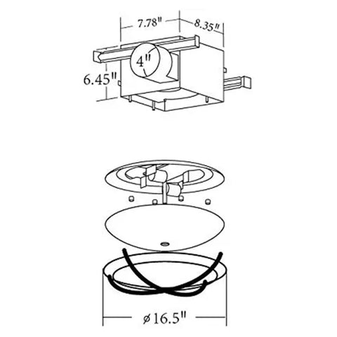 Diagram of Decorative Chrome Bathroom Exhaust Fan With Lighting 90 CFM 2.5 Sones HVI Certified ETL Listed exploded view.