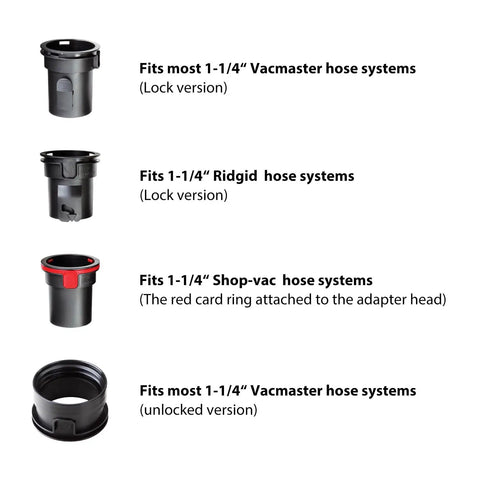 Adapters for Six Foot Vacuum Accessory Hose For 1-1/4 Inch Systems Beefy Durable Plastic Construction Fits Most Vacuum Hose Setups