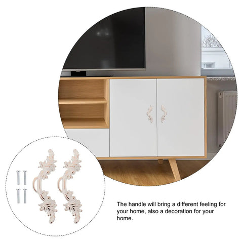 European Style Vintage Cabinet Pull Handles Set, Ivory White Zinc Alloy Drawer And Wardrobe Door Pulls, 2 Pieces on modern cabinet