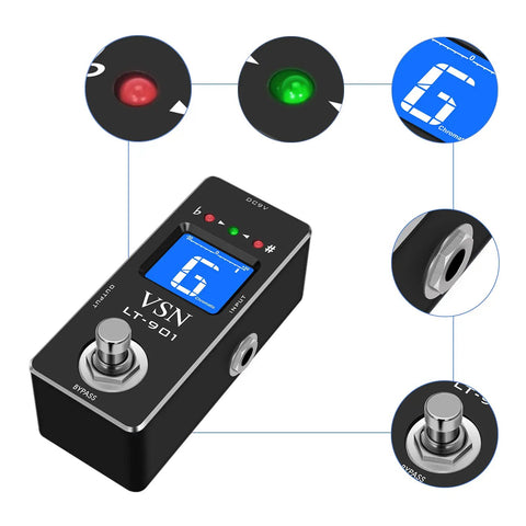 Chromatic Guitar Tuner Pedal With Ultra Fast Highly Accurate Tuning And 1 Cent Precision Pitch Indicator True Bypass for musicians