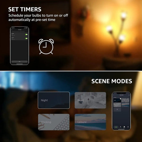 Smart LED E12 Candelabra Bulbs With Tunable White 2700K To 6500K, Dimmable Via App, Voice Control with timer and scene modes