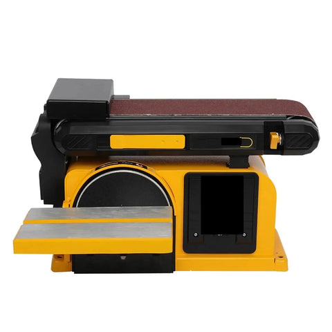 Heavy Duty Two In One Belt Sander And Disc Grinder Power Tool For Wood And Metal Finishing With Steady Electric Drive, compact design.