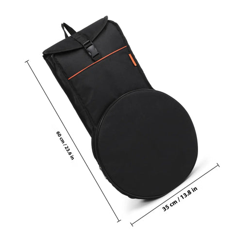 Premium Drum Pad Storage Bag Featuring Slick Waterproof Fabric Cover And Smart Mesh Accessory Organizer Pouch For Snare Stand Gear Gig Ready Hella Durable Travel Case side view showing dimensions 60 cm by 35 cm.