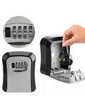 Durable 4 Digit Combination Code Lock Storage Box showing key insertion and code dial for secure wall mounting.