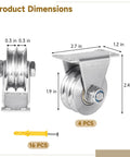 4 Pack Stainless Steel Double Groove Wheel Pulley Block With U Groove Wall Mount Silent Lifting Pulley Kit Screws Included Ideal For DIY Gym Equipment Sliding Gate Clothesline And Heavy Load Uses dimensions shown, 48 mm pulley