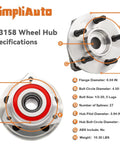 Front Wheel Hub Bearing Assembly For Jeep Wrangler 2000 To 2006 And Cherokee 1999 To 2001 Non ABS 5 Lug With Full Cast Rotors details