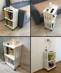 Rolling Storage Cart With Wheels, Slim 3 Tier Narrow Mobile Shelving Unit, Space Saver For Kitchen And Bathroom, White