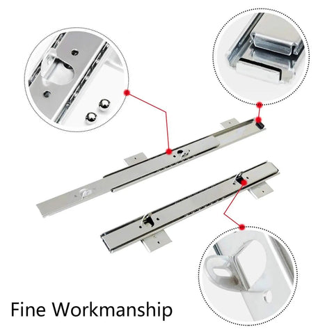 Hella Sturdy Heavy Duty Drawer Slides With Height Adjustable Brackets And Silver Keyboard Tray Rails Provide Under Desk Mounting featuring smooth gliding runners.