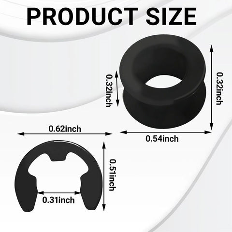 KoiLuvGo shift cable bushing repair kit: two black bushings and a U-shaped retaining clip for automatic transmission