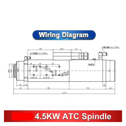 Wiring diagram for Beefy 4.5KW ATC Automatic Tool Change CNC Spindle Motor Air Cooled ISO30 220V 380V high torque