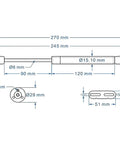 Diagram of Heavy Lid Gas Struts Pair, 200N 44lb Per Strut, Soft Open Gas Springs showing dimensions and specifications.