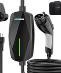 Level 1 And 2 Portable Home EV Charger With 16Amp 110V To 240V Flex, SAE J1772, NEMA adapters and 25ft cable shown.