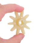 10 Pack Mini Plastic Gear Wheels For Candy Dispensers, High Precision Rotating Mechanism, Compact Design, Easy Install, Universal Candy Machine Replacement Parts For Gumball Machines And Snack Dispensers, white gear close-up