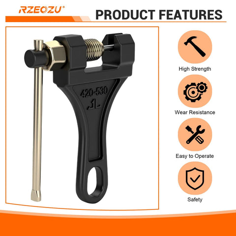 RZEOZU 420-530 chain breaker tool, black handle with brass screw and metal rod, front view