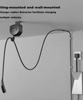 EV Charger Cable Retractor Ceiling Mount Tangle Free Cord Organizer with 11.5ft cord and wall-mounted design for garage use.