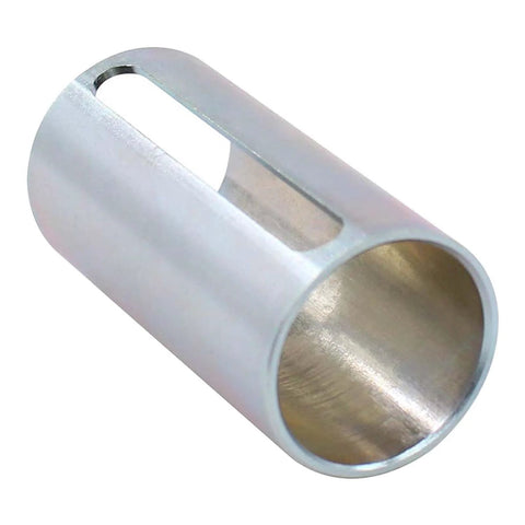 Aluminum crankshaft sleeve adapter for gas engines; hollow cylindrical spacer with a side slot, fits 1 to 1 1/8 inch bore